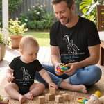 Gepersonaliseerd Lijn Art Dier Onze Eerste Vaderdag 100% Katoenen T-shirt Baby rompertje met Naam en Jaar Verjaardag Vaderdag Cadeau voor Baby Vader