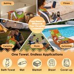 Personalized Multicolor Ball Sports Cartoon Character Oversized Quick Dry Beach Towel with Name Beach Party Birthday Gift for Ball Sports Lovers