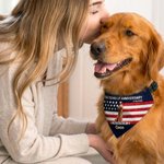 Personalized 250th Anniversary Cartoon Dog Soft Pet Bandana with Name and Adjustable Buckle Pet Party Independence Day Gift for Pet Owners Lovers
