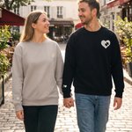 Personalised Multicolor Heart Puzzle Embroidered Sweatshirt Hoodie with Initial Anniversary Birthday Gift for Couples Newlyweds