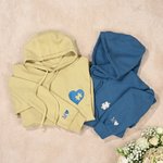 Personalised Multicolor Heart Puzzle Embroidered Sweatshirt Hoodie with Initial Anniversary Birthday Gift for Couples Newlyweds