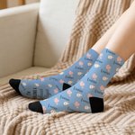 Personalised Multicolour Bear Heart Baby Bottle Soft Mid-Calf Socks with Name and Text Daily Wear Pregnancy Mother's Day Gift for New Mom Wife Friend