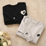 Personalised Multicolor Heart Puzzle Embroidered Sweatshirt Hoodie with Initial Anniversary Birthday Gift for Couples Newlyweds