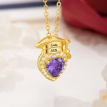 Personalized Graduation Cap Heart Birthstone Necklace with Name and Year Graduation Ceremony Party Gift for Graduates