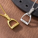 Personalized Equestrian Stirrup Hidden Signet Necklace with Engraved Name and Text Minimalist Jewelry Anniversary Birthday Gift for Horse Lovers