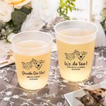 Personalized Line Art Style Pet Photo Disposable Frosted Plastic Cups with Name Set of 10 Daily Use Wedding Party Gift for Guests Newlyweds