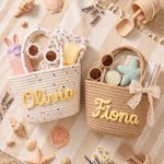 Borsa personalizzata in corda di cotone intrecciata multicolore con nome Regalo di compleanno di uso quotidiano per i bambini Migliori amici