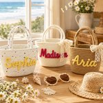 Borsa personalizzata in corda di cotone intrecciata multicolore con nome Regalo di compleanno di uso quotidiano per i bambini Migliori amici
