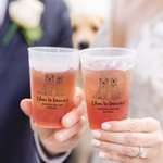 Personalized Line Art Style Pet Photo Disposable Frosted Plastic Cups with Name Set of 10 Daily Use Wedding Party Gift for Guests Newlyweds