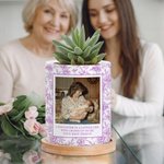 Personalisierte Vintage Floral Foto Keramik Pflanzentopf mit Text und Bambus Tablett täglichen Gebrauch Geburtstag Geschenk für Mama Oma