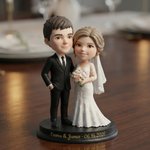 Personalized Cartoon Wedding Couple Photo Figurine Ornament with Text Desk Decor Wedding Gift for Couple
