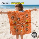 Personalised 1-6 Funny Marsupilami Face Photo Soft Quick Dry Hooded Beach Towel with Name Beach Holiday Gift for Kids | Callie × Marsupilami®