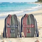 Personalized American Flag Oversized Quick-Dry Beach Towel with Name Area and Drawing Backpack Beach Party Independence Day Gift for American