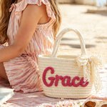 Borsa personalizzata in corda di cotone intrecciata multicolore con nome Regalo di compleanno di uso quotidiano per i bambini Migliori amici