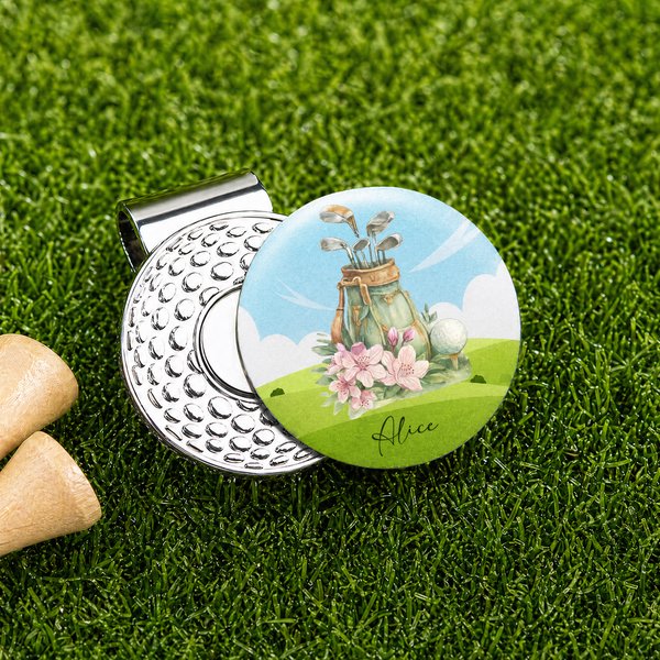 Personalised Birthflower Golf Ball Marker Magnetic Hat Clip with Name Birthday Game Day Gift for Golf Players Lovers