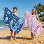 Personalized Ocean Creatures Oversized Quick Dry Beach Towel with Name Beach Accessories Birthday Gift for Kids