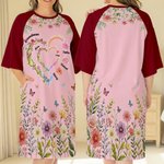 Personalized Watercolor Double Heart Birth Flowers Lounge Pajamas with Names and Pockets Daily Wear Birthday Mother's Day Gift for Grandma Mom