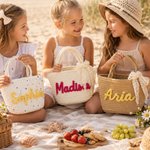 Borsa personalizzata in corda di cotone intrecciata multicolore con nome Regalo di compleanno di uso quotidiano per i bambini Migliori amici