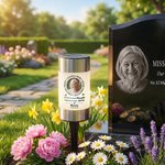 Personalized Always Loved Photo Solar Garden Light with Name and Year Garden Decor Sympathy Memorial Gift for Loss of Loved One