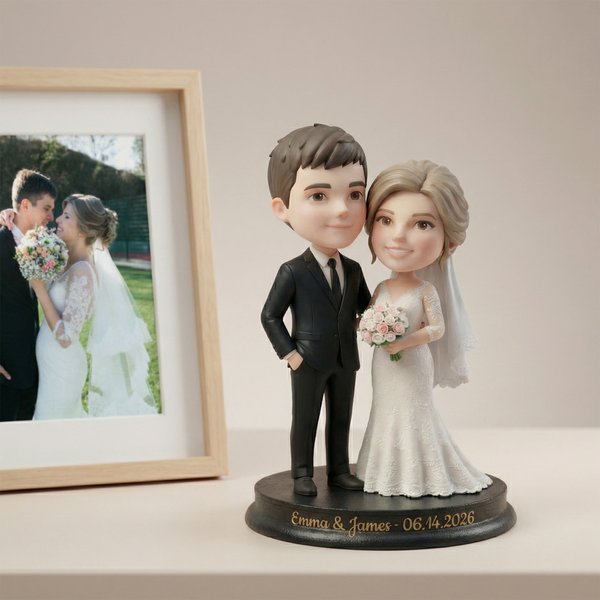 Ornement photo de couple de mariage personnalisé avec texte Décoration de bureau Cadeau de mariage pour un couple