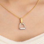 Personalized Equestrian Stirrup Hidden Signet Necklace with Engraved Name and Text Minimalist Jewelry Anniversary Birthday Gift for Horse Lovers