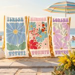 Toalla de playa personalizada de secado rápido con flores multicolor y nombre regalo para mujeres vacaciones de verano y fiesta en la piscina
