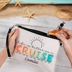 Personalised Life Is Better On A Cruise Makeup Bag with Wrist Strap and Name Travel Accessories Holiday Birthday Gift for Women Cruise Lovers