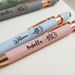 Personalised Birth Flower Zodiac Design Retractable Glitter Ballpoint Pen with Name Daily Use Birthday Gift for Student Friend Teacher