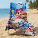 Personalisiertes Strandtuch mit eigener 3D Taucherfigur | mit Namen | sandabweisend | schnelltrocknend | Sommer Urlaub Geschenk für Familie Freunde