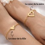 Bracelets en forme de cœur personnalisés avec gravure des noms - Cadeau d'anniversaire et fête des Mères pour les femmes