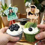 Personalisierte bunte Pailletten Absolvent Fotoaufkleber mit Namen und Jahr Graduierung Geschenk für Absolventen
