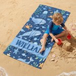 Personalized Ocean Creatures Oversized Quick Dry Beach Towel with Name Beach Accessories Birthday Gift for Kids