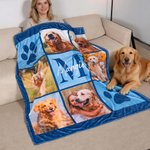 Personalized Multicolor Paw Print 6 Pet Photos Memorial Throw Blanket with Name and Initial Sympathy Birthday Gift for Cat Dog Pet Lovers