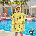 Personalised 1-6 Funny Marsupilami Face Photo Soft Quick Dry Hooded Beach Towel with Name Beach Holiday Gift for Kids | Callie × Marsupilami®
