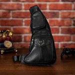 Personalised Minimalist Monogram PU Leather Crossbody Sling Chest Bag Father's Day Birthday Anniversary Gift for Dad Boyfriend Husband