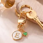 Personalizzato minimalista Cuore Birthstone Borsa Charm Portachiavi con iniziale Uso quotidiano Compleanno Anniversario Regalo per le donne Ragazze