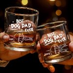 Personalised Best Dog Dad Ever Dog Paw Print 10 oz Rock Whiskey Glass with Names Daily Use Father's Day Gift for Father Pet Owner
