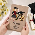 Cahier de notes en cuir PU avec année et texte Cadeau d'anniversaire de fin d'études pour les jeunes diplômés