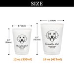 Personalized Line Art Style Pet Photo Disposable Frosted Plastic Cups with Name Set of 10 Daily Use Wedding Party Gift for Guests Newlyweds