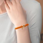 Personalised Photo Projection Braided Bracelet with Initial and Adjustable Drawstring Valentine's Day Birthday Anniversary Gift for Family Friends