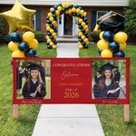 Gepersonaliseerde Past Recent Foto Afstudeer Banier met Naam Zegen Boodschap en School Naam Afstudeerceremonie Feest Cadeau voor 2026 Afgestudeerden
