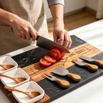 Set di sottobicchieri personalizzati King of The Grill in marmo d'acacia 11 pezzi con ciotola e cucchiaio Regalo per la festa del papà per il nonno