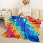 Personalized Pastel Rainbow Warm Fleece Throw Blanket with Name Daily Use Birthday Anniversary Baby Shower Gift for Newborn Mother Grandmother