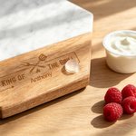 Set di sottobicchieri personalizzati King of The Grill in marmo d'acacia 11 pezzi con ciotola e cucchiaio Regalo per la festa del papà per il nonno
