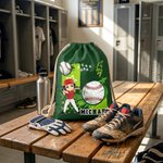 Personalized Multicolour Ball Sports Cartoon Character Drawstring Beach Backpack with Name Beach Party Birthday Gift for Ball Sports Lovers