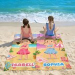 Personalized Cartoon Beach Kid Character Oversized Quick Dry Beach Towel with Name Birthday Summer Vacation Birthday Pool Party Gift for Boys Girls
