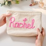 Personalised Multicolor Name Flower Lollipop Charm Corduroy Makeup Bag Daily Use Travel Essential Wedding Anniversary Gift for Bridesmaids Women
