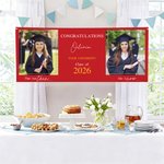 Gepersonaliseerde Past Recent Foto Afstudeer Banier met Naam Zegen Boodschap en School Naam Afstudeerceremonie Feest Cadeau voor 2026 Afgestudeerden