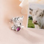 Personalized Highland Cow Love Birthstone Necklace Earrings Dainty Jewelry Daily Wear Birthday Gift for Women Highland Cow Lovers