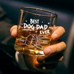 Personalised Best Dog Dad Ever Dog Paw Print 10 oz Rock Whiskey Glass with Names Daily Use Father's Day Gift for Father Pet Owner